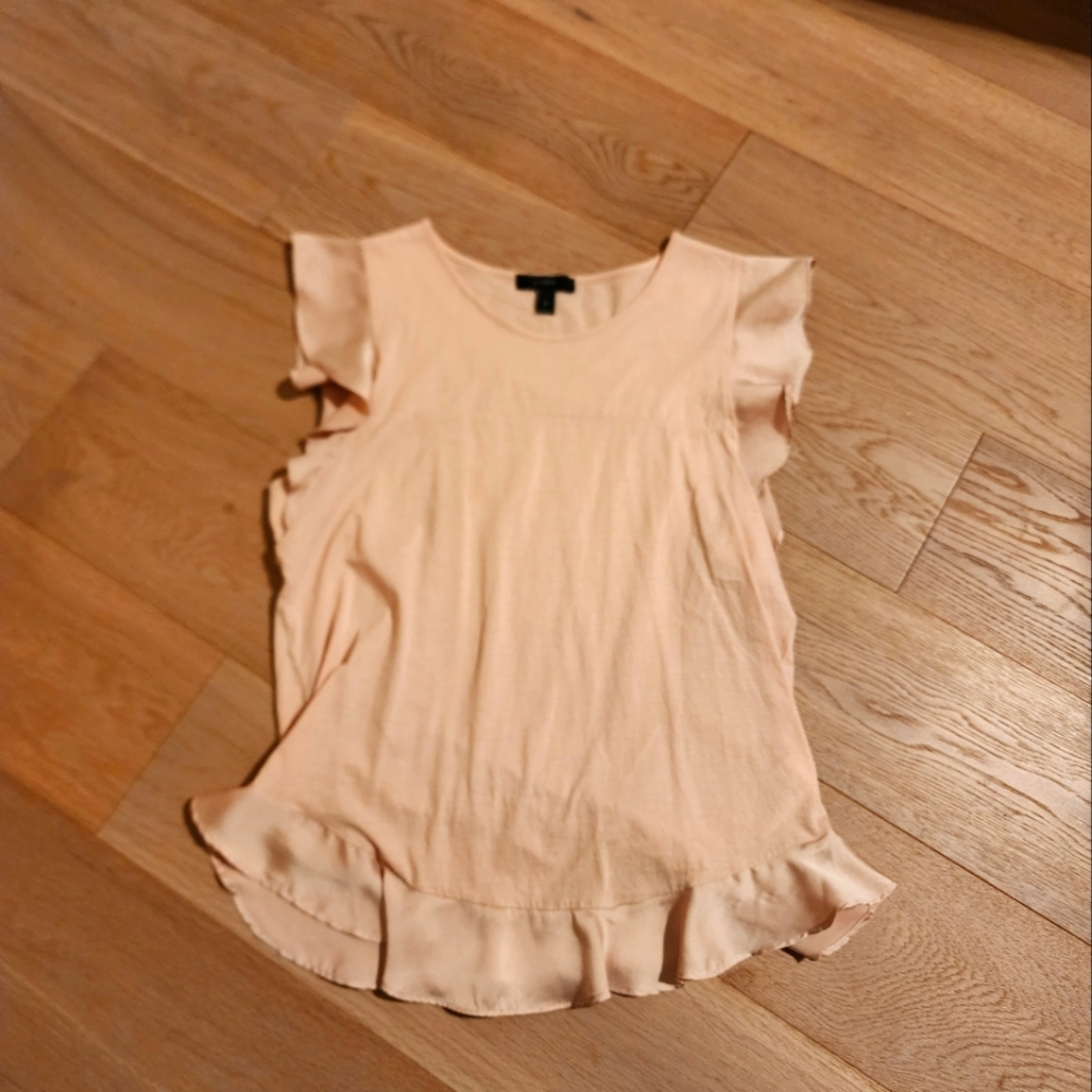 J Crew Ballet Pink Ruffle Sleeve Blouse